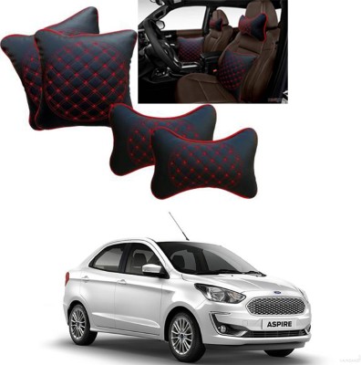 RONISH Black, Red Leatherite Car Pillow Cushion for Ford(Square, Pack of 4)