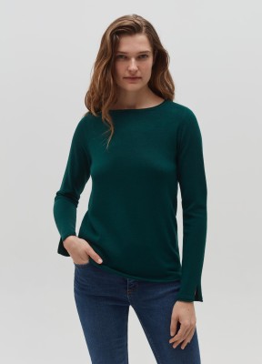 OVS Solid Round Neck Casual Women Green Sweater