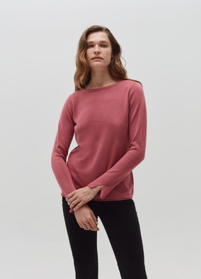 OVS Solid Round Neck Casual Women Pink Sweater