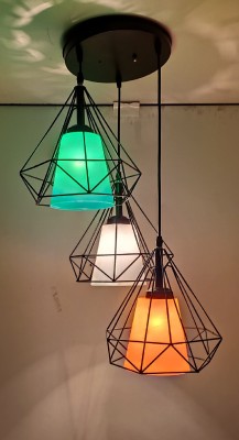 Arus Arus_Thali-3_light-Diamond-200-Orange-White-Green Pendants Ceiling Lamp(Orange, White, Green)