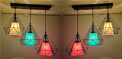 PR Prashant PR_Rod-3_light-Diamond-200-Yellow-Green-Red-PO2 Pendants Ceiling Lamp(Yellow, Green, Red)