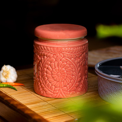 Jimkia Ceramic Utility Container  - 1000 ml(Pink)