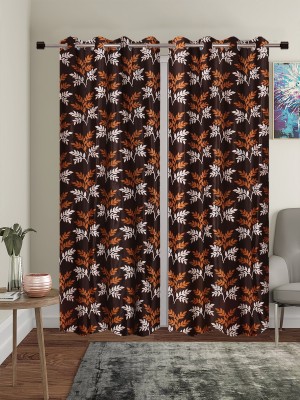 E-Retailer 213 cm (7 ft) Polyester Semi Transparent Door Curtain (Pack Of 2)(Floral, Brown)