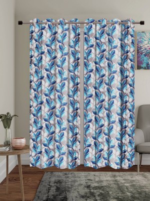 E-Retailer 213 cm (7 ft) Polyester Semi Transparent Door Curtain (Pack Of 2)(Printed, Blue)