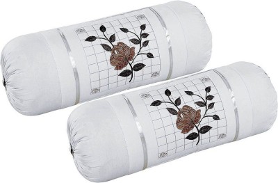 Essensa Furnishings Embroidered Bolsters Cover(Pack of 2, 40 cm*80 cm, White)