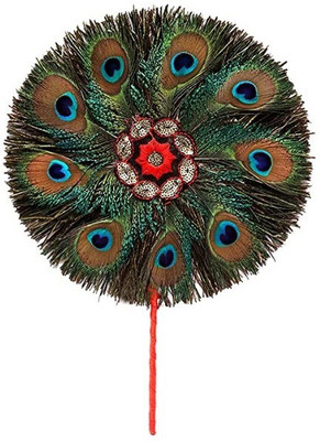 Firmus Pack of 1 Decorative Feathers(1 Piece of Laddu Gopal Ji Mor/Peacock Pankh Fan Medium Size Peacock Feather)