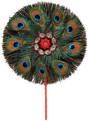 Firmus Pack of 1 Decorative Feathers(Medium 1 Piece of Laddu Gopal Ji Mor/Peacock Pankh Fan Peacock Feather)