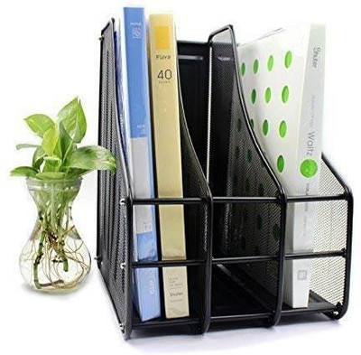 LAVEX 3 Compartments Metal Mash Material File\Magzines Holder(Black)