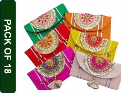 Dev Handicraft Rajasthani Gotta Design Shagun Envelope/Lifafa for ALL Occassions - Pack of 18 Envelopes(Pack of 18 Multicolor)