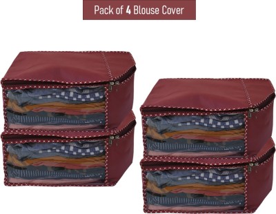 SH NASIMA 4 Blouse Covers Non Woven Blouse Bag With Transparent Window Maroon Less Pack Of 4(Maroon)