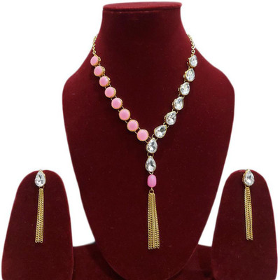 Varniraj enterprise Alloy Gold-plated Pink Jewellery Set(Pack of 1)