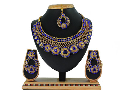 KAHAR CREATION Alloy Gold-plated Blue Jewellery Set(Pack of 1)