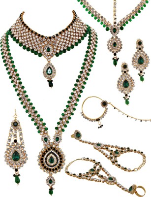Lucky Jewellery Alloy Gold-plated Green Jewellery Set(Pack of 1)