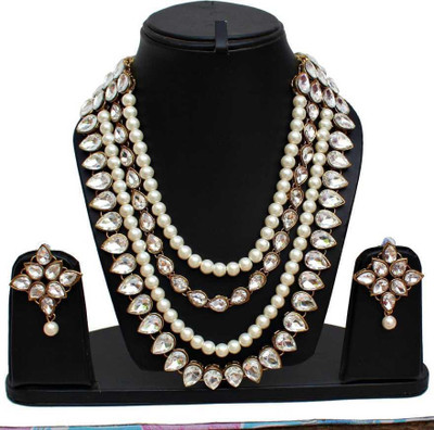 White pearl Alloy Gold-plated White Jewellery Set(Pack of 1)