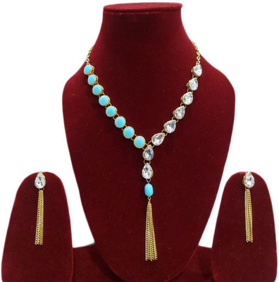 Varniraj enterprise Alloy Gold-plated Blue Jewellery Set(Pack of 1)
