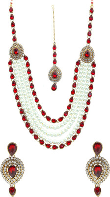 CATALYST Mother of Pearl Gold-plated Maroon, White Jewellery Set(Pack of 1)