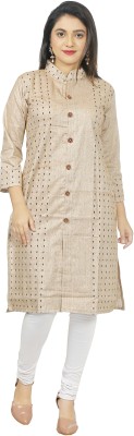 Fashion Garments Women Printed Straight Kurta(Beige)