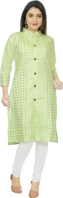 Shine Club Women Printed Straight Kurta(Green)