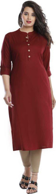 Modern Attire Women Solid Straight Kurta(Maroon)