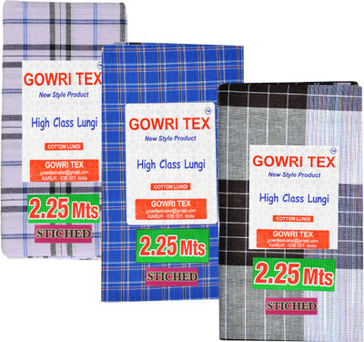 GOWRI TEX Checkered Multicolor Lungi