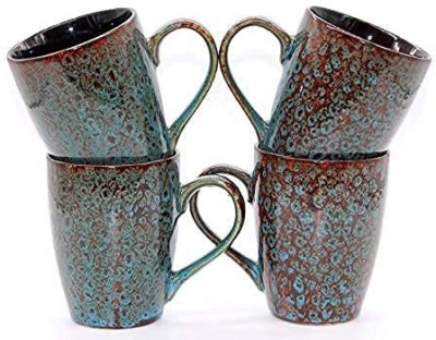 QuicktoDeal Handcrafted Coral 3D Dot Stoneware/Ceramic Coffees - (Set of 3) Ceramic Coffee Mug(320 ml, Pack of 3)