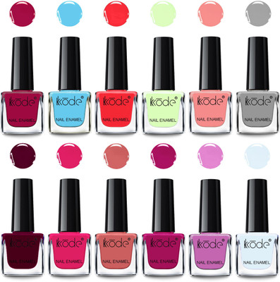 kKode Trandy Colors High Gloss Long Lasting New Collection Nail Paint Combo of 12 Pcs Multicolor(Pack of 12)
