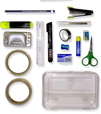QURTASIA Stationery 15 in 1 with Plastic Box | Home &  Office Set(Multicolor)