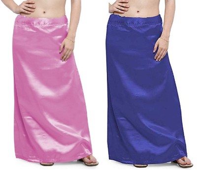 Guddan GD-1103-Pink-Blue Pure Satin Petticoat(Free)