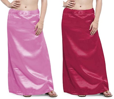 Guddan GD-1103-Pink-Maroon Pure Satin Petticoat(Free)