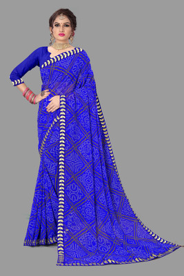 JANVI CREATION Self Design Daily Wear Georgette Saree(Blue)