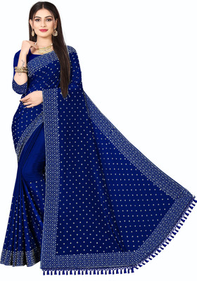 vishnu laxmi creation Self Design Chanderi Art Silk Saree(Blue)