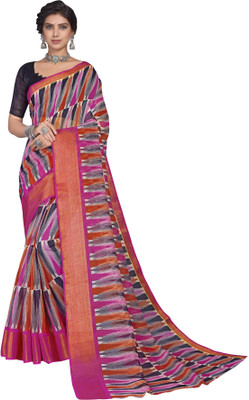 sareela Printed Bollywood Cotton Blend, Art Silk Saree(Red, Pink)