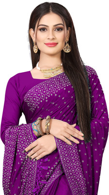 vishnu laxmi creation Printed Bollywood Art Silk Saree(Purple)