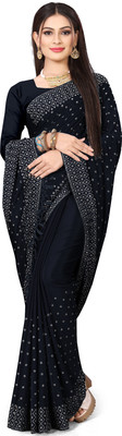 nevya creation Self Design Chanderi Chanderi Saree(Black)