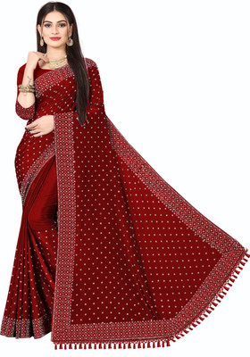 vishnu laxmi creation Self Design Chanderi Art Silk Saree(Maroon)