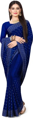 rudraCreation Self Design Chanderi Art Silk, Chanderi Saree(Blue)