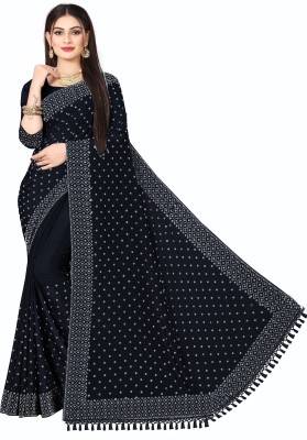 vishnu laxmi creation Self Design Chanderi Art Silk Saree(Black)