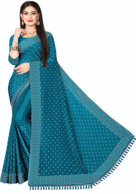 vishnu laxmi creation Self Design Chanderi Art Silk Saree(Blue)