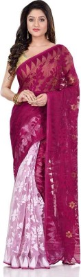 TRADITIONAL MANUFACTURER HOUSE Printed Jamdani Cotton Silk Saree(Pink)