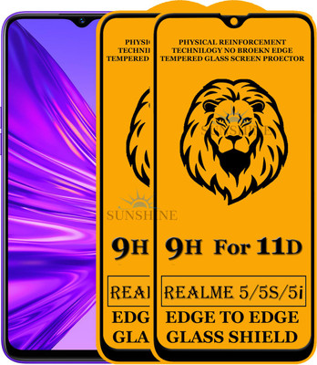 SUNSHINE Edge To Edge Tempered Glass for REALME 5(Pack of 2)