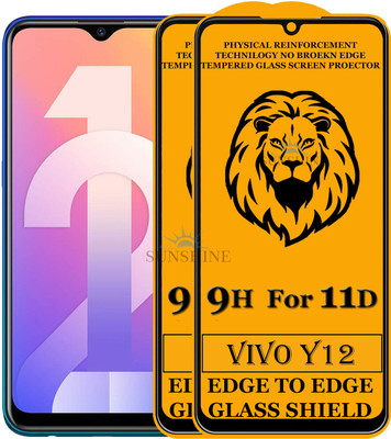 SUNSHINE Edge To Edge Tempered Glass for VIVO Y12(Pack of 2)