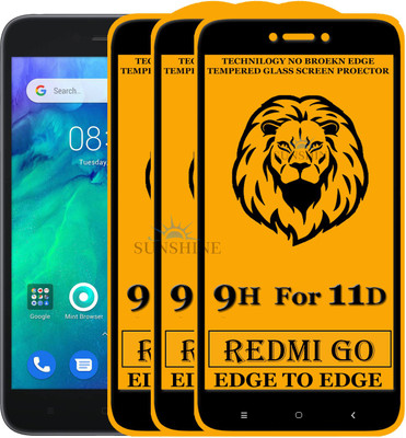 SUNSHINE Edge To Edge Tempered Glass for REDMI GO(Pack of 3)