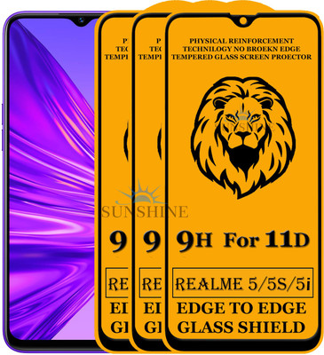 SUNSHINE Edge To Edge Tempered Glass for REALME 5(Pack of 3)