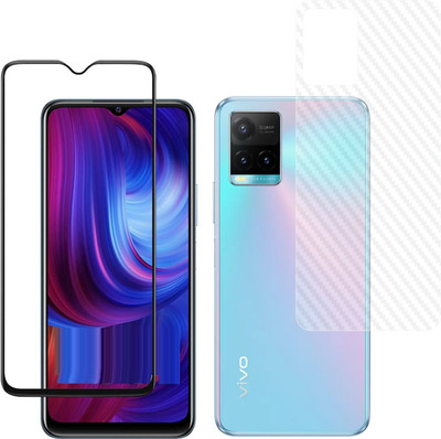 Vatsin Front and Back Tempered Glass for Vivo Y33s, Vivo Y33s (Back Carbon Fiber)(Pack of 2)