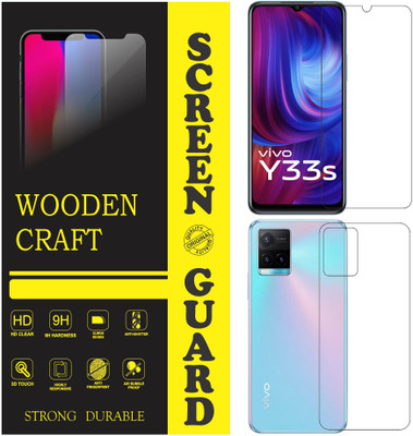 wooden craft Front and Back Tempered Glass for vivo Y33s {Flexible}, V2109, Y33s(Pack of 2)