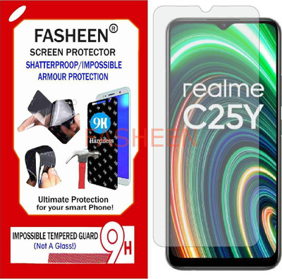 Fasheen Tempered Glass Guard for REALME C25Y (Flexible Shatterproof)(Pack of 1)
