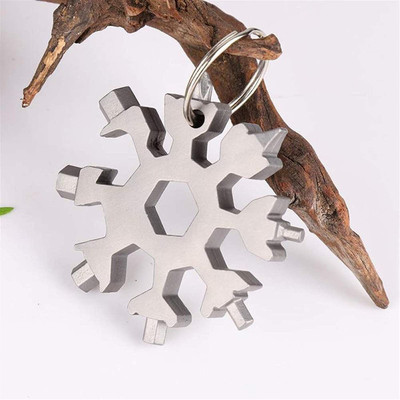 GaxQuly 18-in-1 Steel Snowflake Multi-Tool Keychain Screwdriver Cycling Wrench Hand Tool Kit(1 Tools)