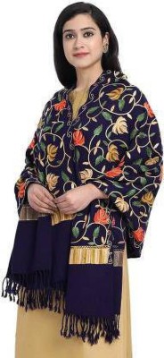 Kashmiri queen Wool Floral Print Women Shawl(Multicolor)