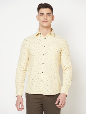 CRIMSOUNE CLUB Men Floral Print Casual Yellow Shirt