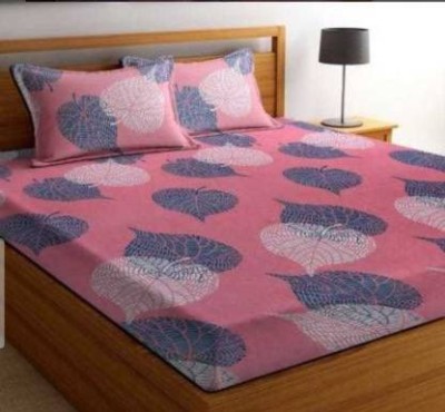 umashankar 220 TC Microfiber, Cotton King Floral Flat Bedsheet(Pack of 1, Pink)